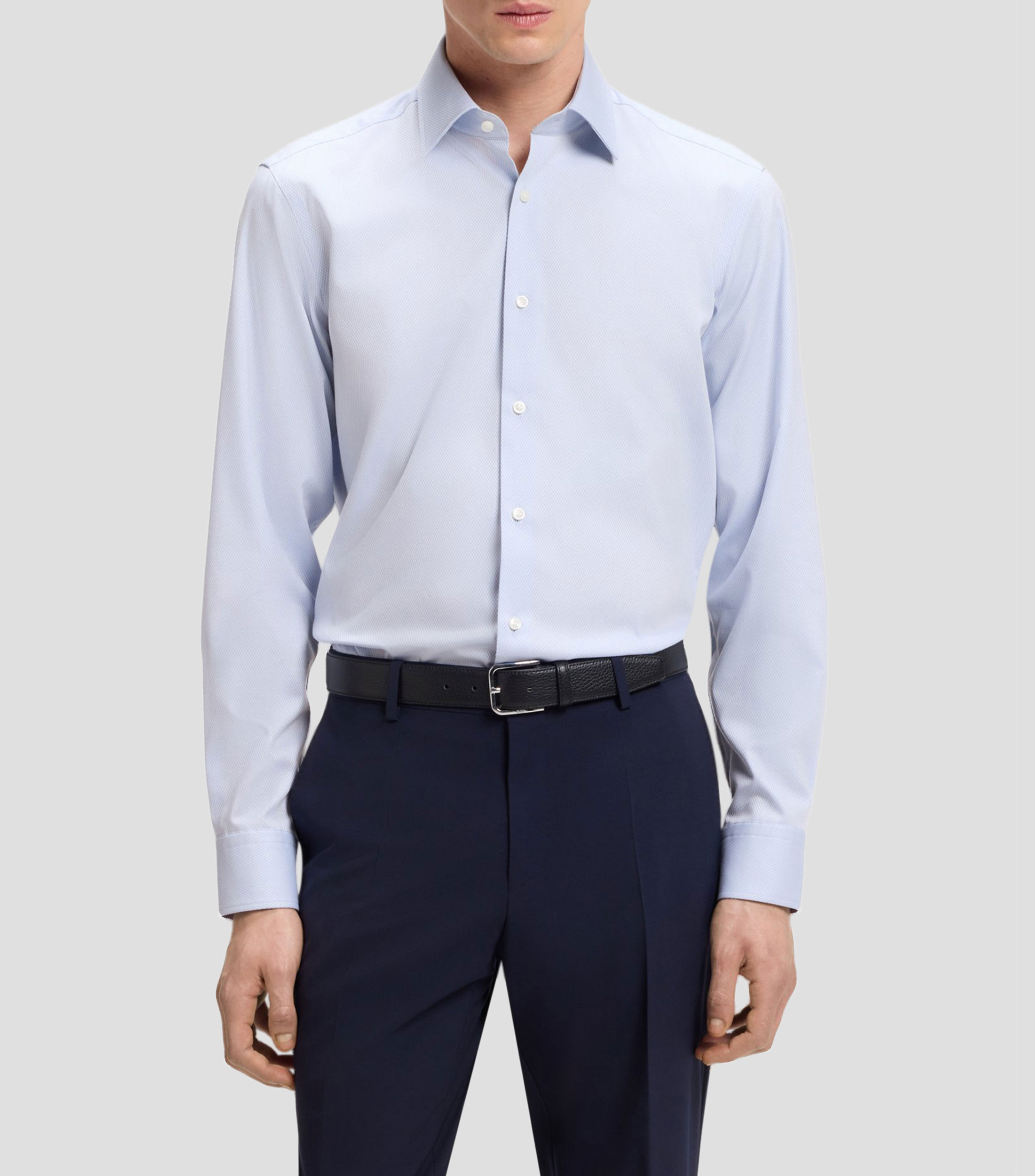 Camisa regular en dobby de algodón elástico de planchado fácil Hombre
